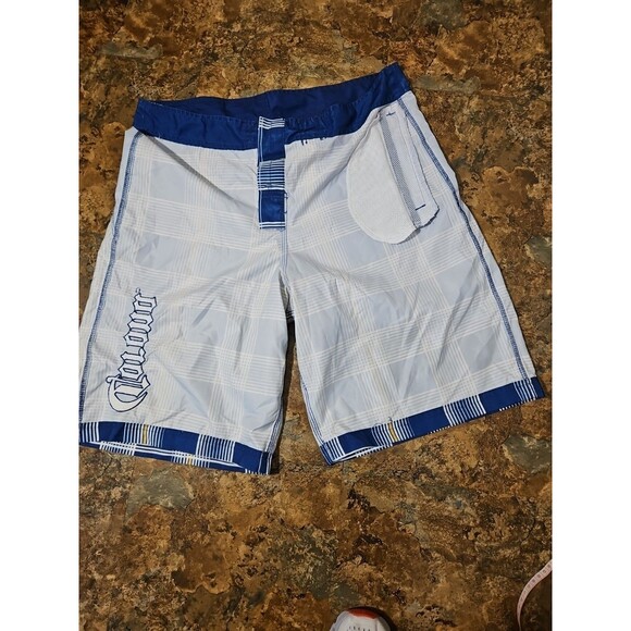 Corona Extra‎ Board Shorts Men 36 XL Blue White Yellow Swim Trunks Activewear - Picture 9 of 10